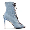 Fancy Club Female Open Toe Lace Up 2019 Denim Heel Ankle Boots