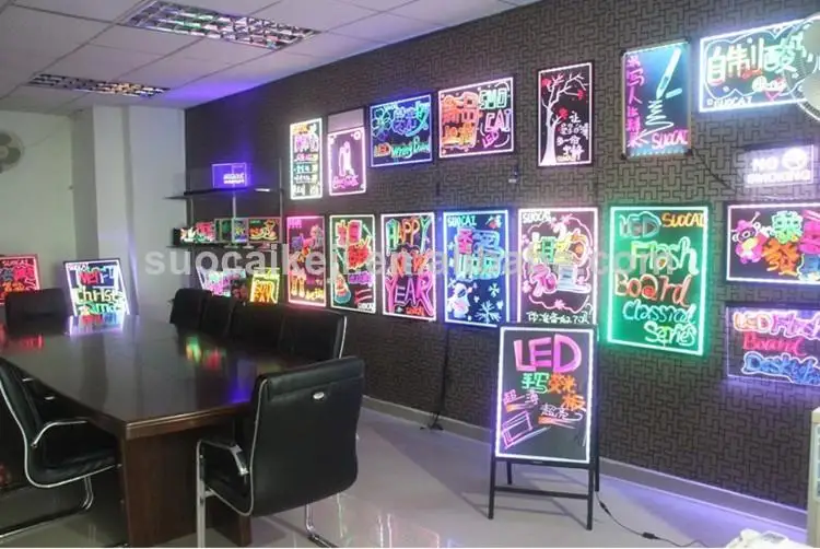 attractive crystal glass writing board/customized shop board