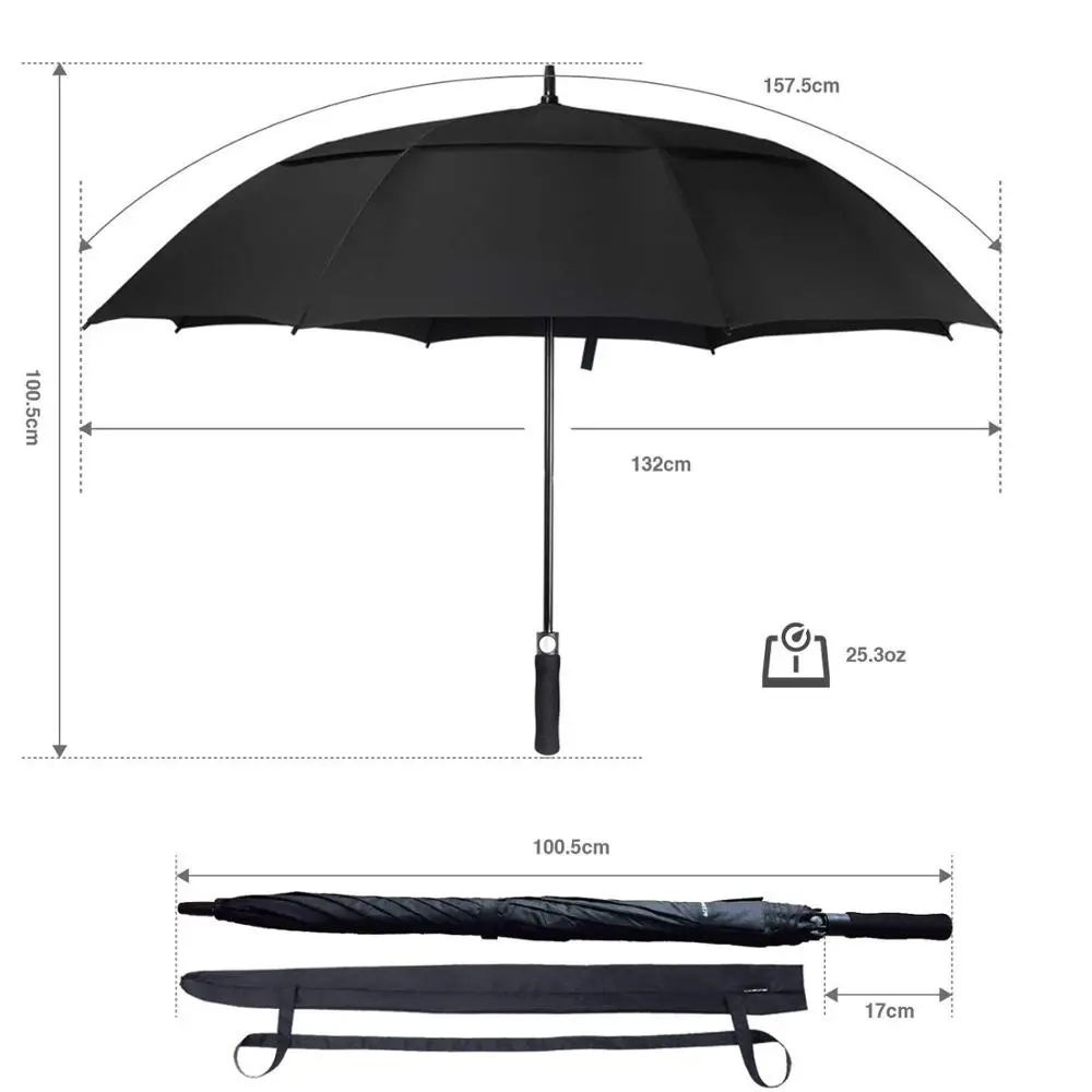 
Windproof Large 62 Inch Double Canopy Vented Automatic Open Extra Large Oversized,Sun Protection Ultra golf umbrella 