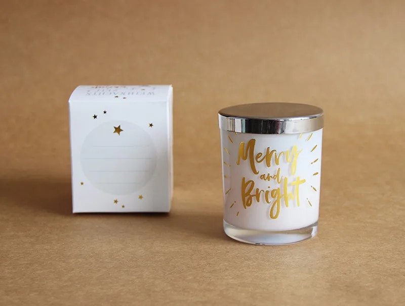 Natural Spa Candles Bulk Aroma Candle Gold Foil Decal Come With Metal