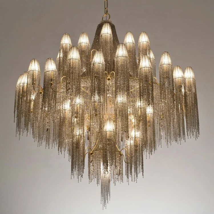 

Vintage Crystal Lamp Beads Chandelier Energy Saving Home Center Pendant Lamps Shop Decoration Lighting Zhongshan Lighting CZ2715, Matt black & plating gold & plating chrome