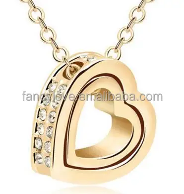 

Popular hot sell double hearts diamond necklace/alloy necklace/cheap jewerly, As the picture shows