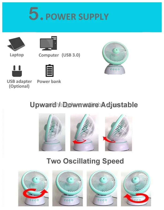 
New 8 inch Desktop Oscillating Fan with water Mist / Spray Table USB Mini Fan 