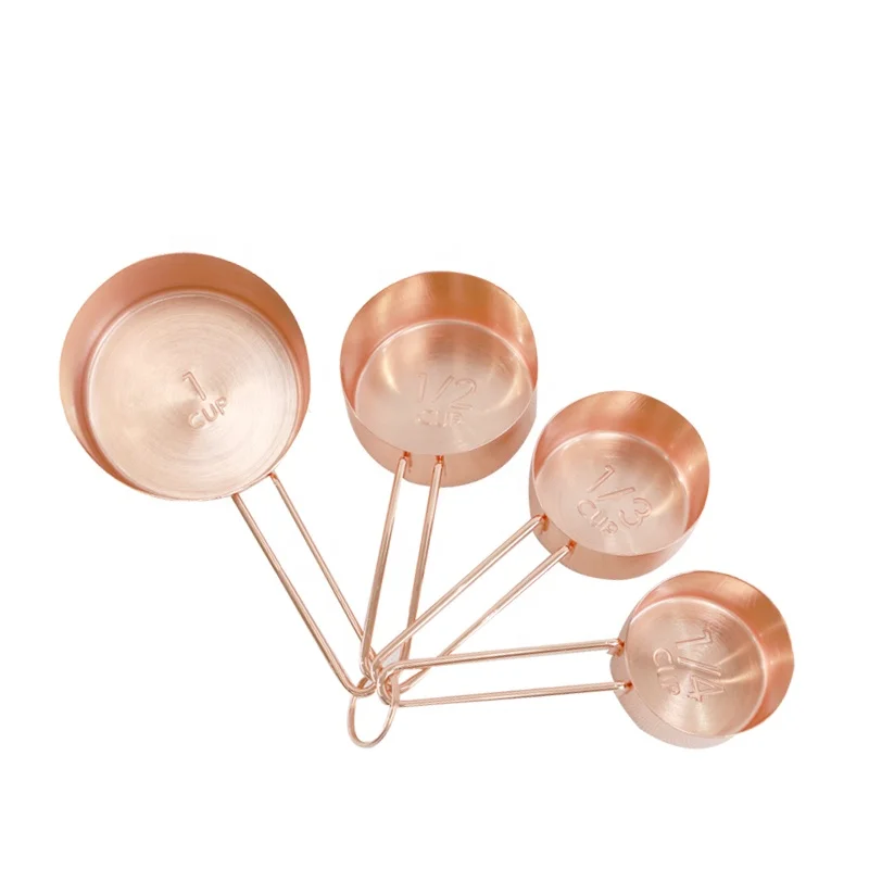 

kitchen tool baking tools 4 Piece set stainless steel measuring cups and spoons set, Rose gold