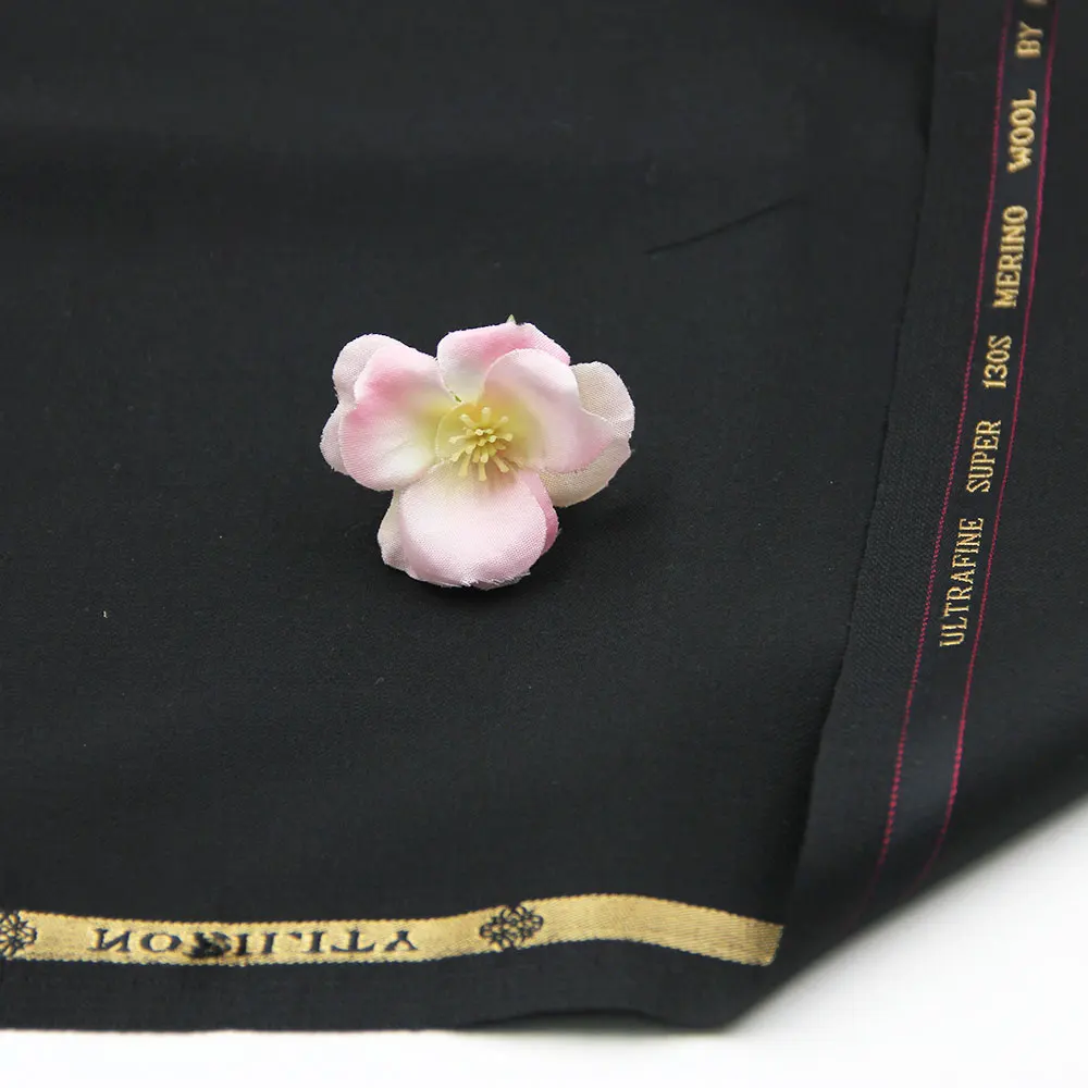 Wholesale 100% Worsted Wool Tweed Fabric from China Black Yarn Dyed for Jacket Use