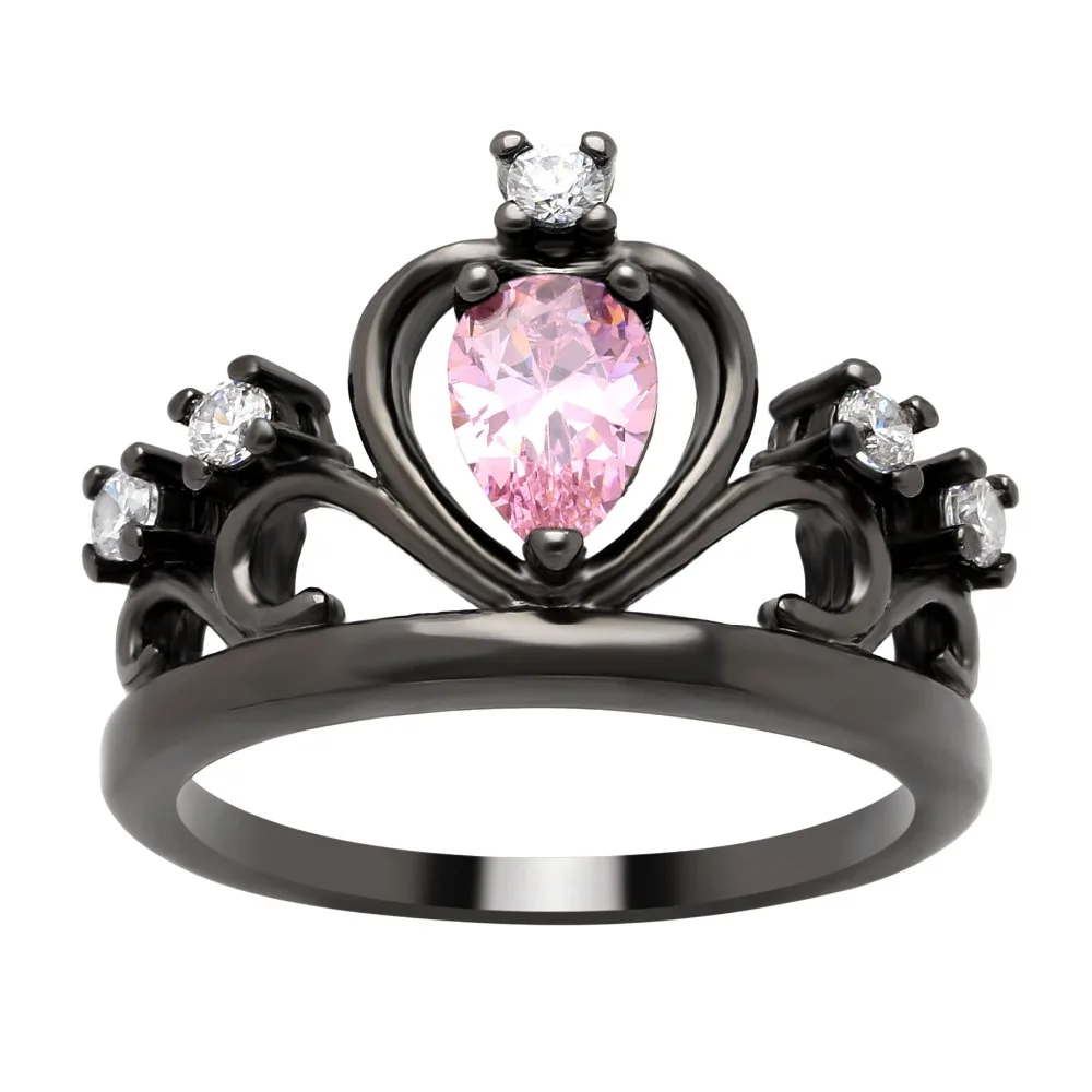 

Hainon Retro Crown black Plated Zircon Ring YIwu wholesale Engagement Rings, Multicolor