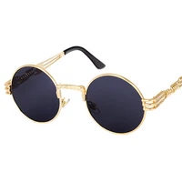 

Vintage Retro Gothic Steampunk Mirror Sunglasses Gold and Black Round Circle Men custom Sunglasses UV400