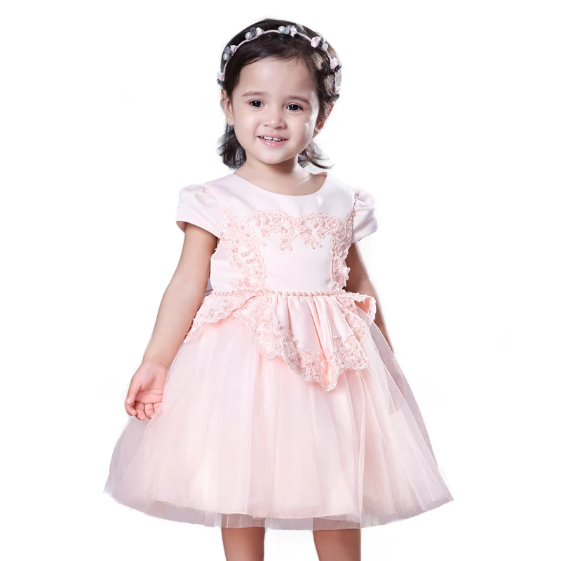 

Nimble 1-4 Years Kids Party Wear Fancy Dresses For Girls Beading Embroidered Baby Dress Organza Ball Gown Kids Party Dresses, White/pink