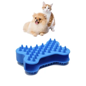 Image of Silicone Dog Cat Pet Hair Remover Cleaning Brushes for Shedding and Grooming Bone Shaped Dog Brush for Washing Pet Hair