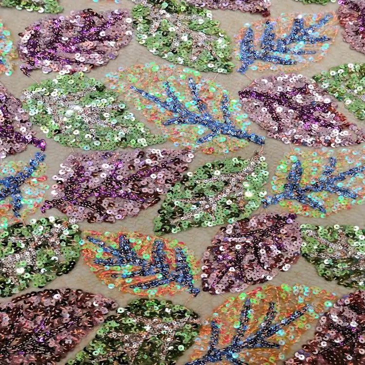 

2021 new arrivals hot purple high quality velvet sequin embroidery fabric for women dress, As image