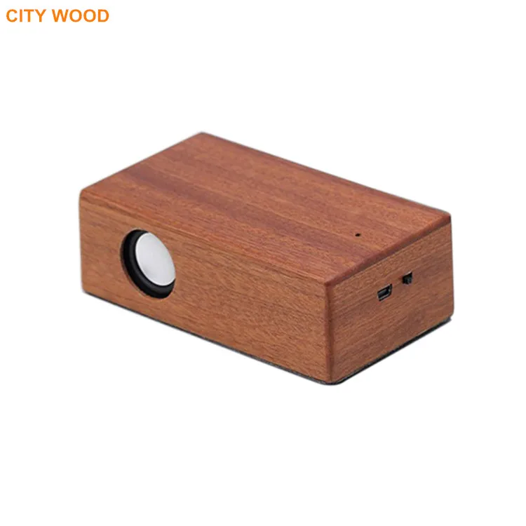 

Portable solid wood wireless magic speaker, Natural sapele wood color