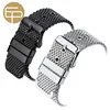 2-piece thick 1.0mm wire customized logo metal 304 stainless steel milanese mesh watch strap 14 16 18 20 22 24mm with eyelet