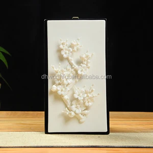 Image of Rectangle ceramic home wall decoration modern with plum blossom design