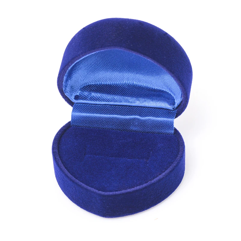 

Lover heart shaped box flocked jewelry packaging box for wedding ring, Blue
