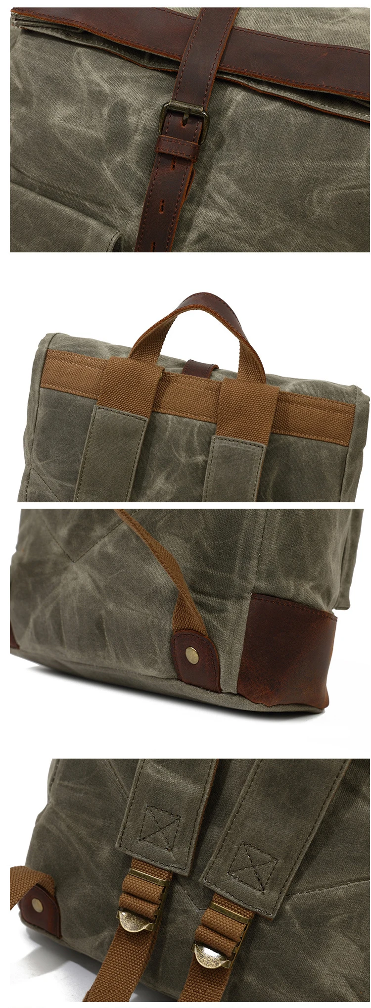 New design wholesale waterproof waxed canvas vintage bicycle unisex outdoor backpack back pack bagpack bag