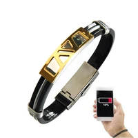 

Stainless Steel Cable Silicon Man Mobile Phone Charger USB Bracelet