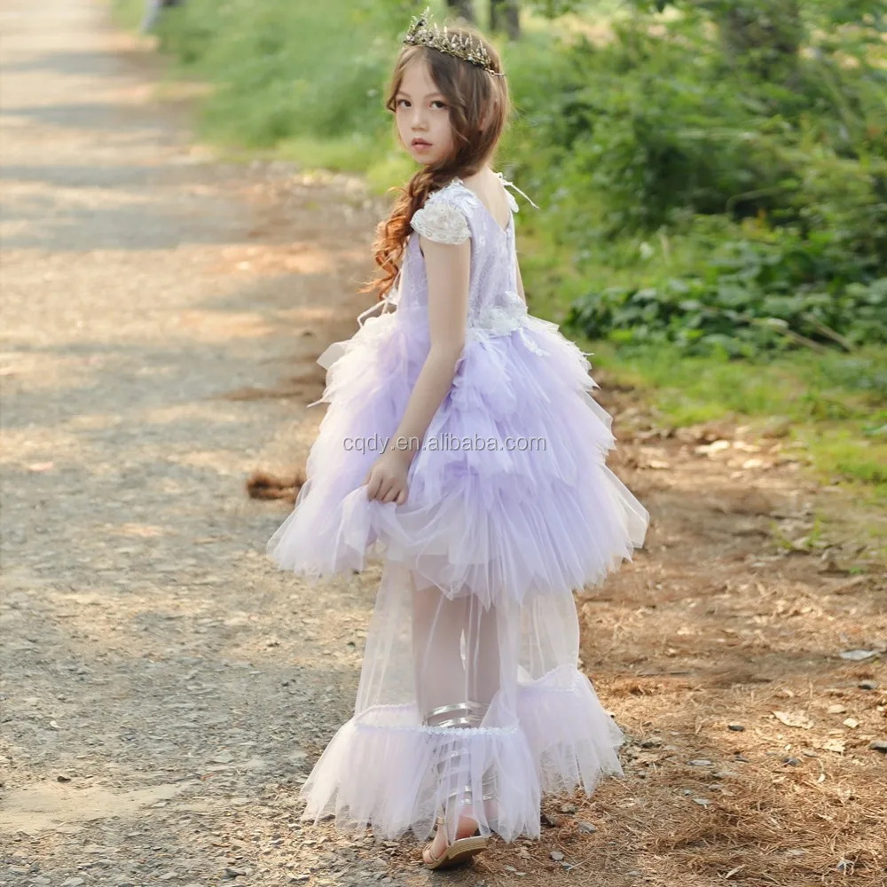 Lace Flower Fancy Party Dresses With Pettiskirt Child Wedding Dress Little Girl Ceremony Dress