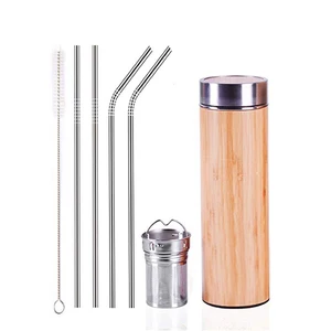 Image of Tea Tumbler Thermos for Loose Leaf Tea, Coffee Mug & Fruit Water wStainless Steel Infuser 18 oz. ReusabStainless Steel straw set