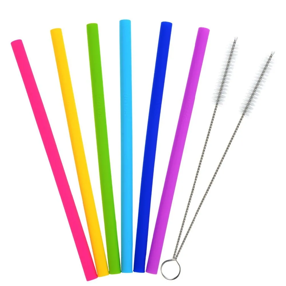 

2018 Hottest Reusable BPA Free Premium Silicone Drinking Straw Kids Safely, Red;green;blue;yellow;purple;pink