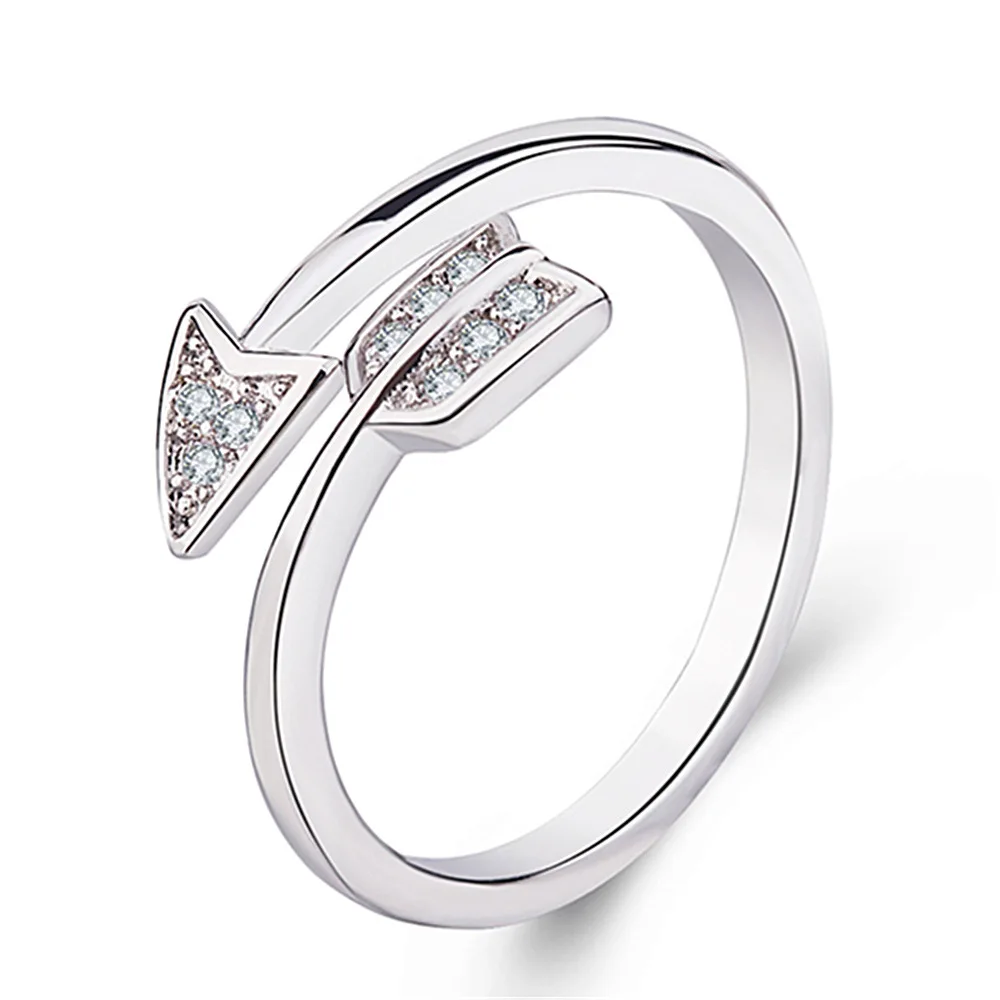 

New Arrival Fashion Crystal Arrow Rings for Women Adjustable Engagement Ring, As picture