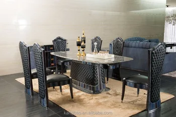 High End Italian Palissandro Blue Marble Dining Table Post Modren High End Italian Palissandro Blue Marble Dining Table Post Modren Design Full Leather