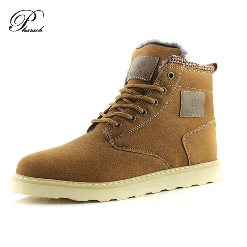 2016 warm men winter shoes ankle suede boots flat heels
