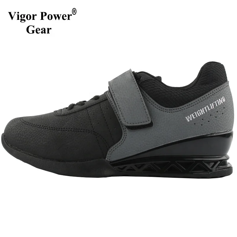 

vigor power gear high quality weight lifting shoes squat shoes exercise powerlifting shoes, Black with gray