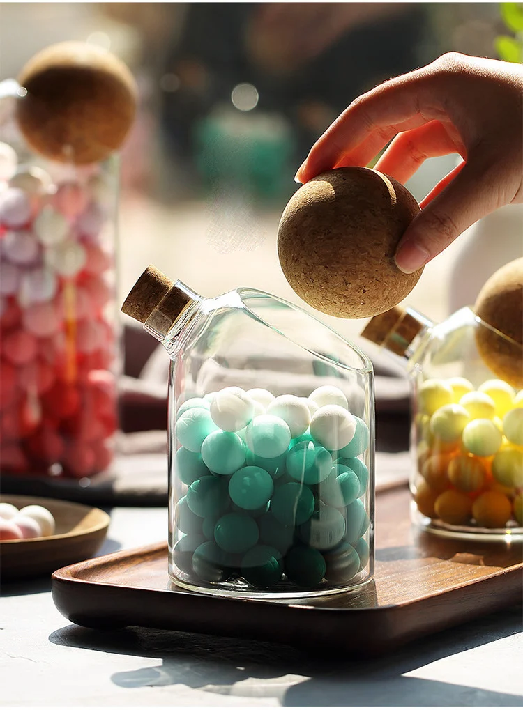 500ml Clear Borosilicate Glass Candy Jar With Cork Ball Lid