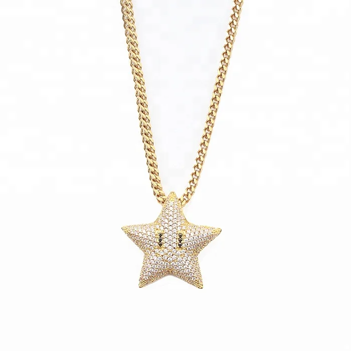 

Necklace Designer Pave Gold Diamond Gold Star Pendant Jewelry