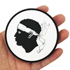 Rubber sew on label patch black and white color custom embossed 3D logo pvc badges