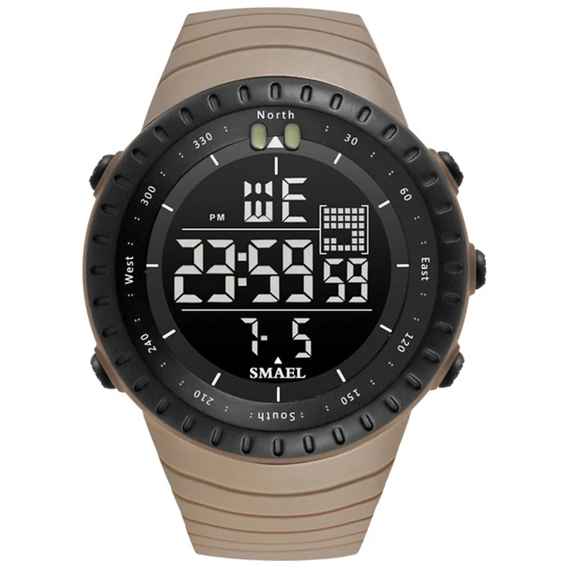 

Men Watches Big Dial Digital Watch Man Water Resisitant 5bar Led Watches Digital Date SMAEL 1237 Sport Wrist Watches Stopwatch