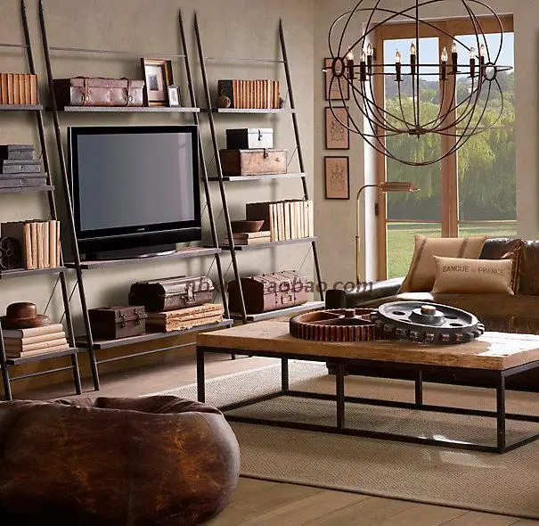 LOFT trapezoid TV cabinet bookcase American Iron furniture