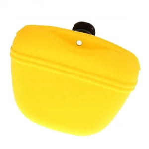 Image of outdoor food grade Silicone Dog Treat Pouch Hands Free Pet Training food Waist Bag for Small Medium Dogs