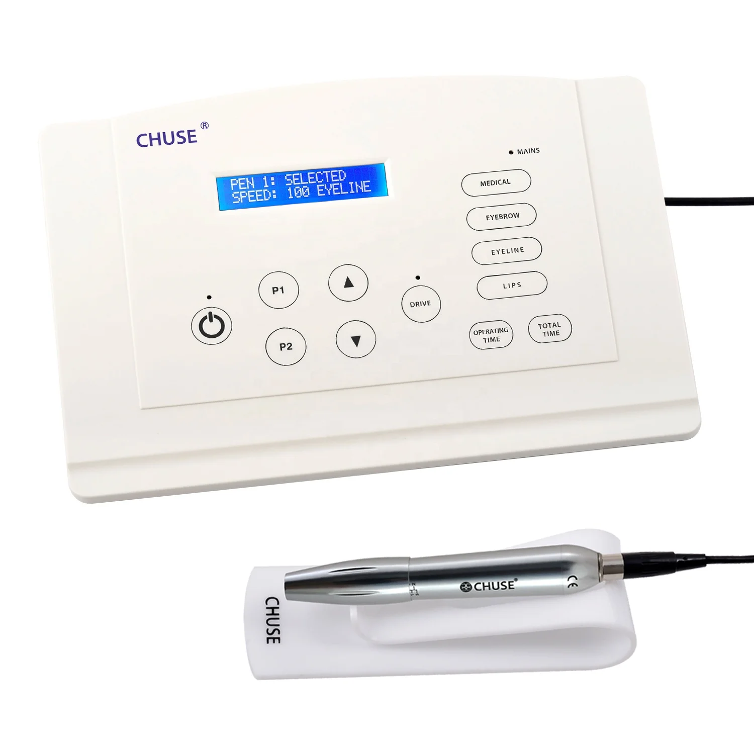 

CHUSE C5 Pro Permanent Makeup Machine Digital Tattoo Power Supply Kit, Silver and white