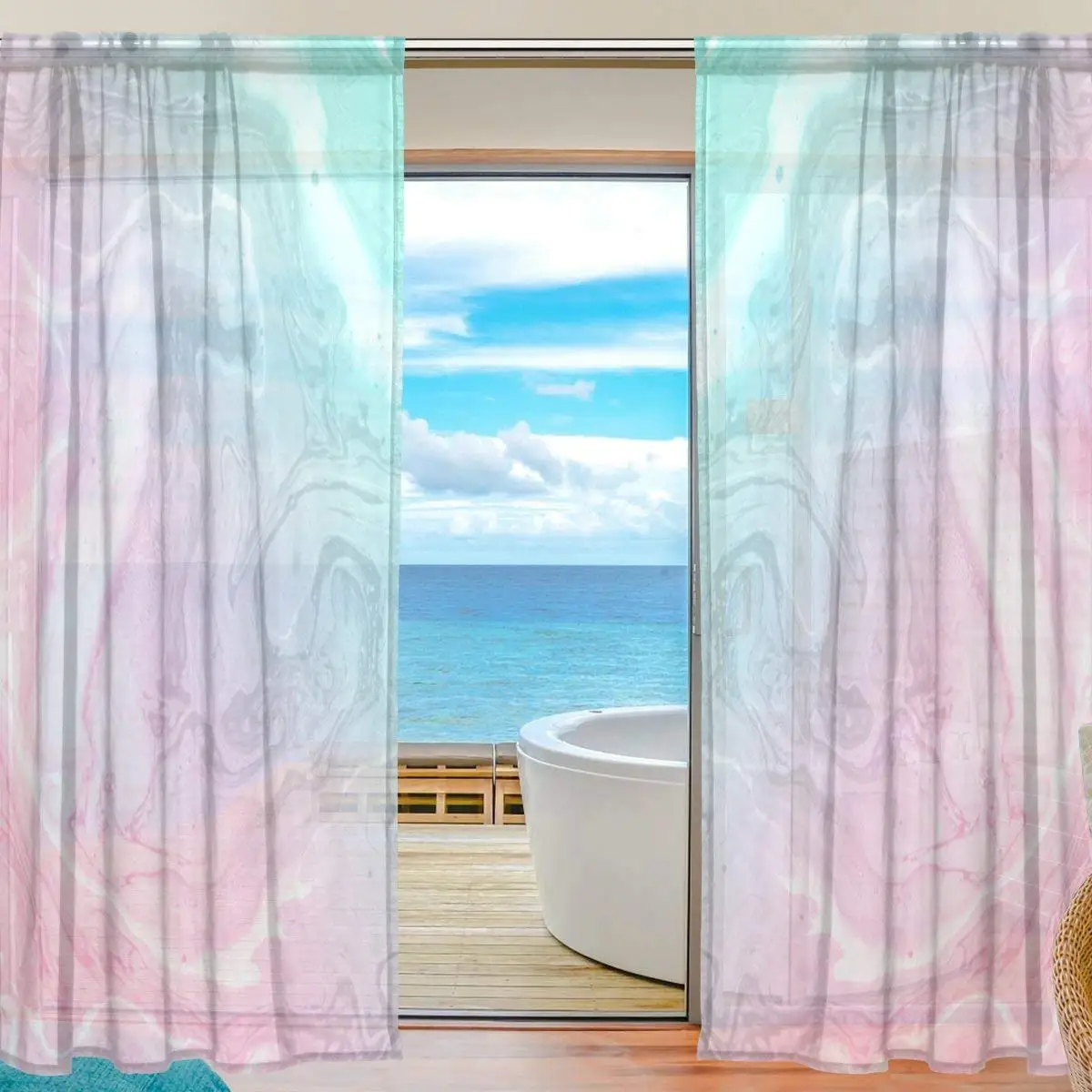 Alaza Basset Hound Window Sheer Curtains For Living Room