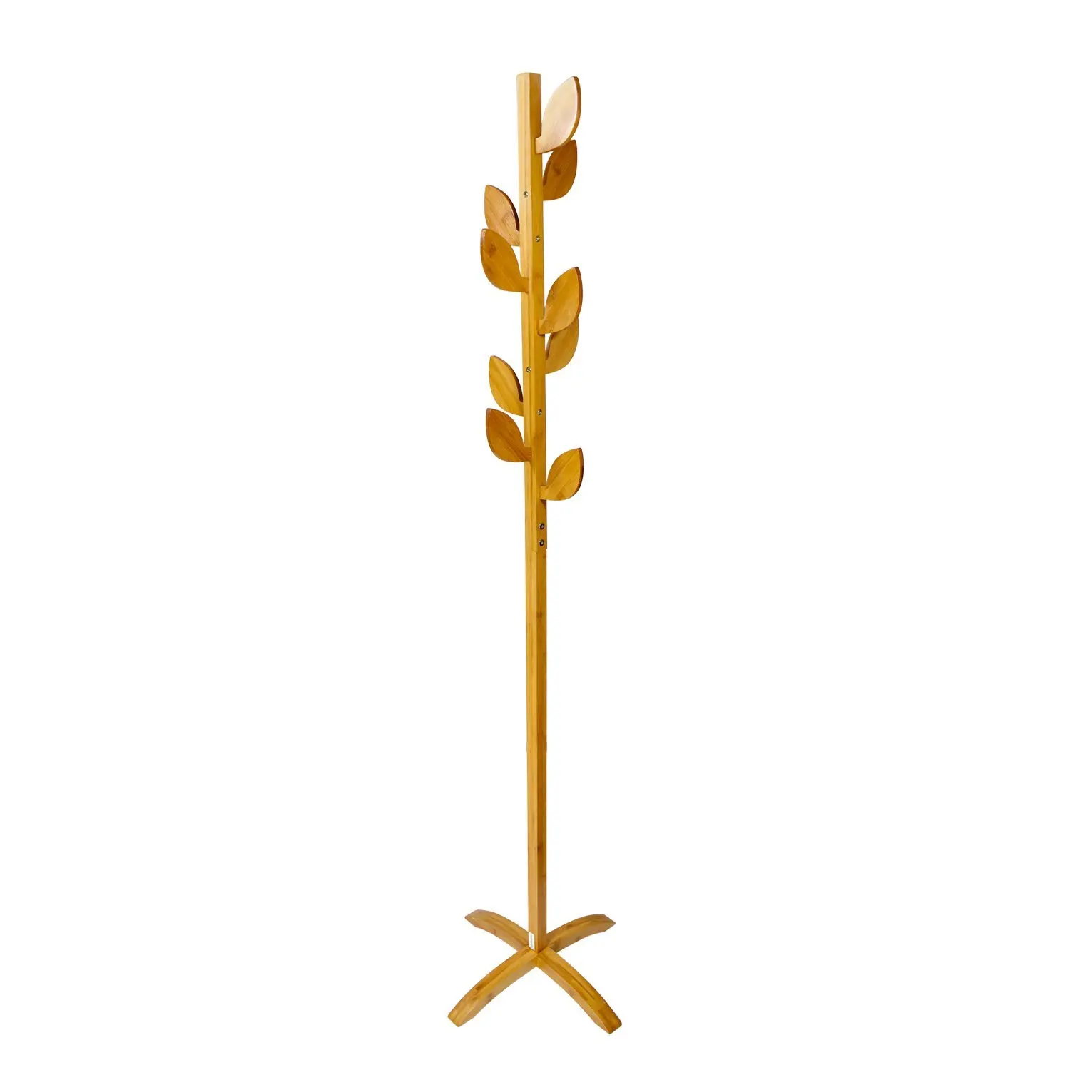 Bamboo Coat Rack Heavy Duty Free Standing Hat Hanger Holder Hooks