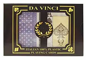 Da Vinci Neve, Italian 100% Plastic Playing Cards, 2-Deck Bridge Size Set by Modiano, Jumbo Index