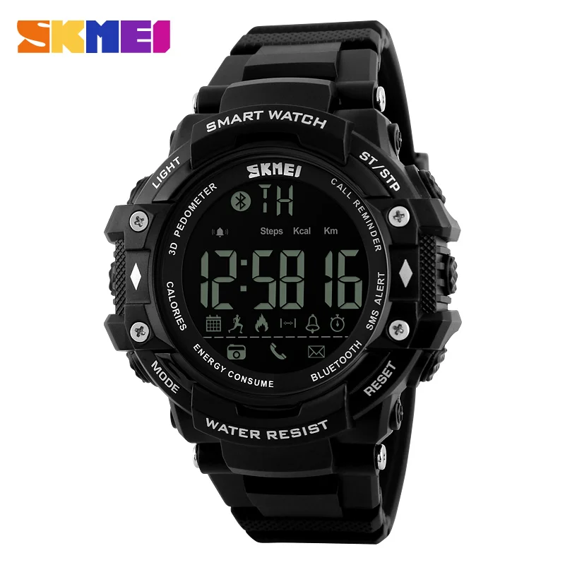 

China brand watch supplier SKMEI#1226 smart digital multifunctional wrist men waterproof watch with pu band, Black;white;blue