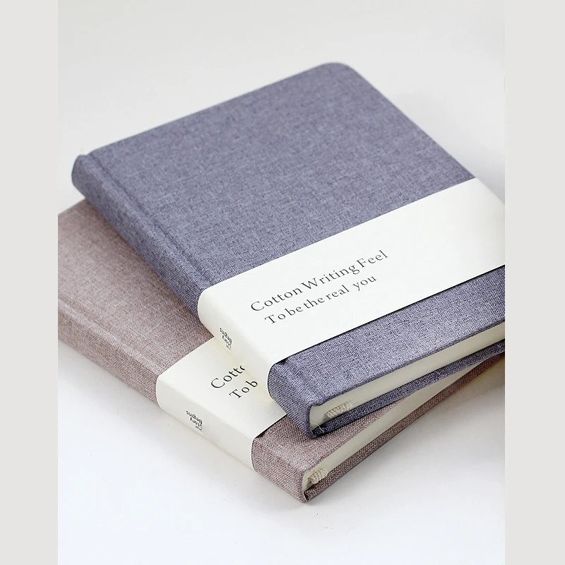 High Quality Hard Cover Solid Color Linen Fabric Cloth Cover Notebook Office Notepad With Paper Tape