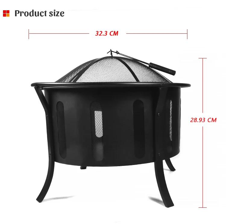 Hot Quality Wood Burning Fire Bowl Black Design Charcoal Grill