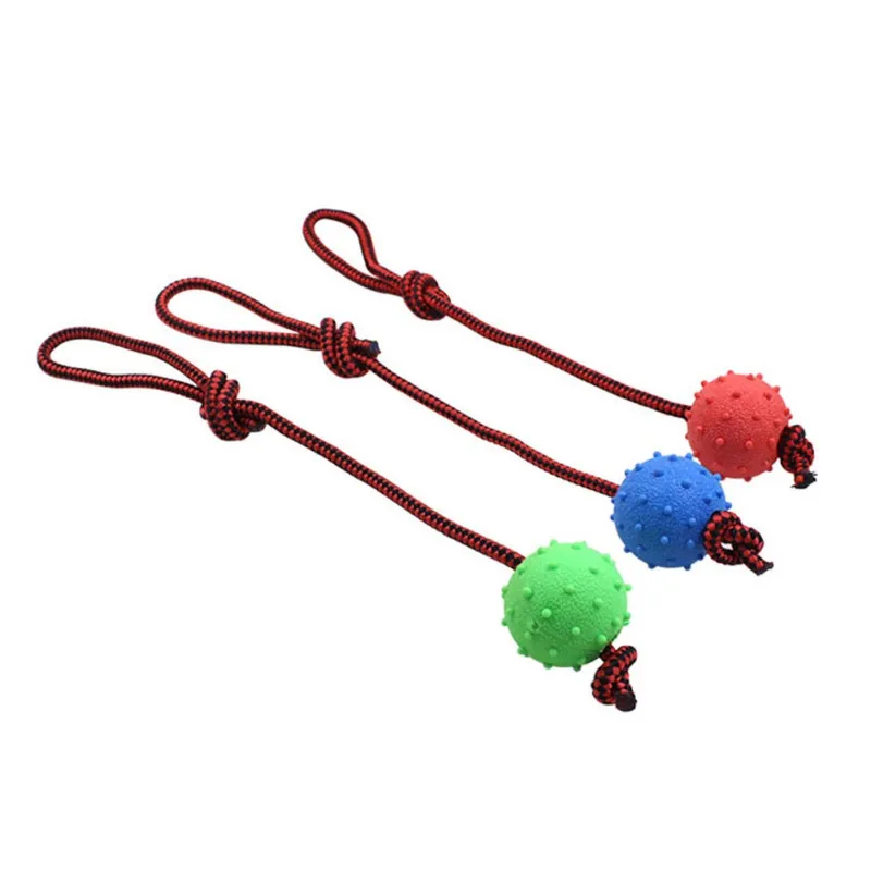 Pet Dog Bite Bouncy Pet Toys With Rope Rubber Ball Dog Training  BiteSolid Stretch Ball
