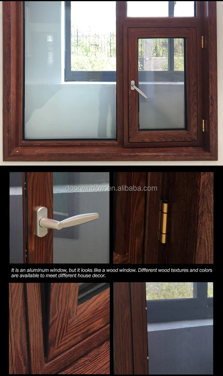 United States elegant Tilt and turn with wood grain finishing thermal insulated aluminum window with double glass