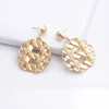 Luxury Wholesale Alloy 18 K Gold Plated Chain Shaped Hollow Out Round Charm Earrings For Lady