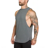 

Custom Logo 95% Cotton Men Gym Round Bottom Sleeveless Tank Top