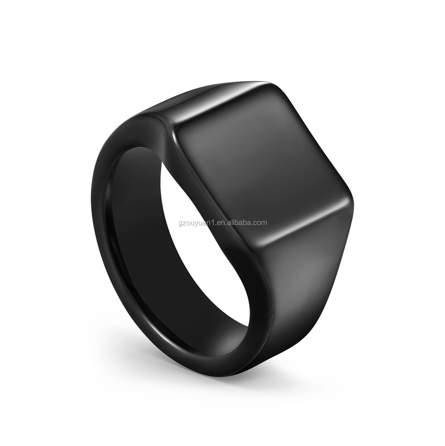 New Design High-end Black Polished Men's Signet Tungsten Carbide Ring ...