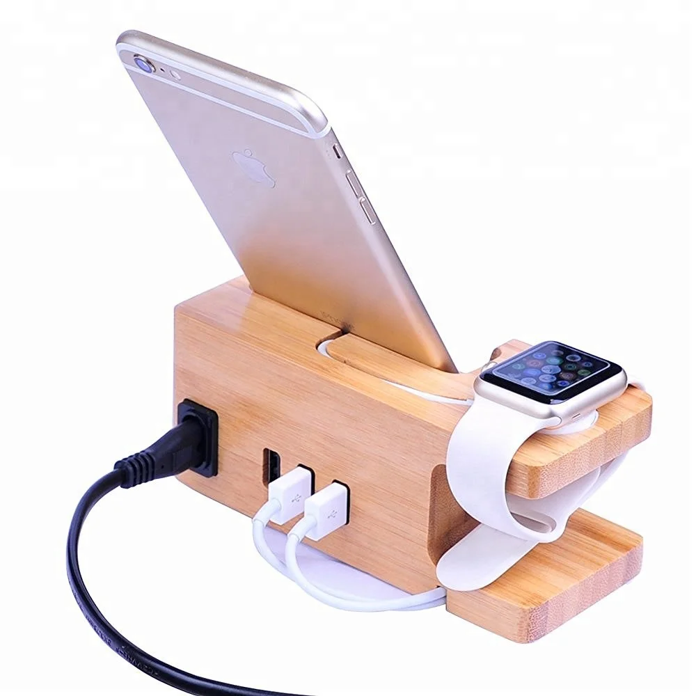 

For iPhone Watch Charging Dock Station Wooden 3A Stand Holder
