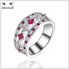 Silverwill pink stone 925 sterling silver rings rhombus CZ index finger rings for Office ladies