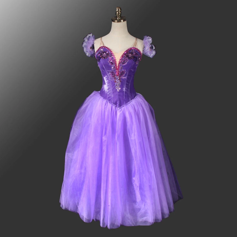 

Hot Sale Girls Dance Performance Wear Purple Long Romantic Ballet Tutu Dress Costumes
