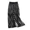 Vintage design autumn winter metallic rivet knit jacquard pleated skirt loose a line maxi skirts