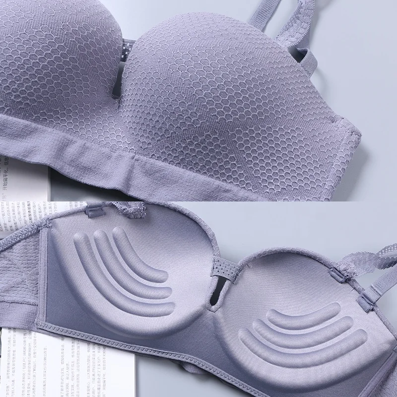 
Japanese new products sexy gathered no steel ring lace thin bra women 